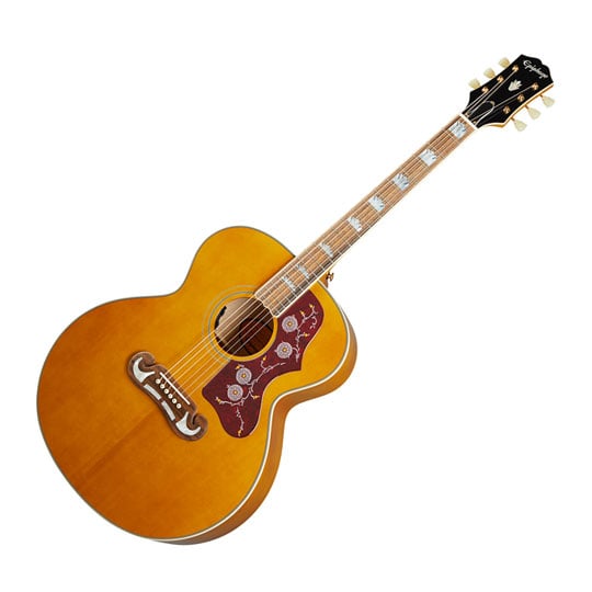 Epiphone J-200 (All Solid Wood Fishman Sonitone) Aged Natural Antique