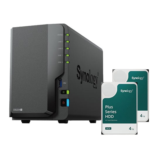 Synology DiskStation DS224+ 8TB Desktop NAS Unit GbE LAN USB 3.2 Gen1