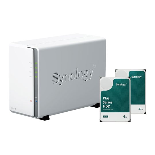 Synology 2 Bay DS223J Desktop NAS Unit + 2x 4TB Synology HAT3300 HDD