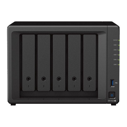 Synology 5 Bay DS1522+ Desktop NAS Unit with 2 M.2 Slots + 5x 12TB Synology HAT3310 HDD