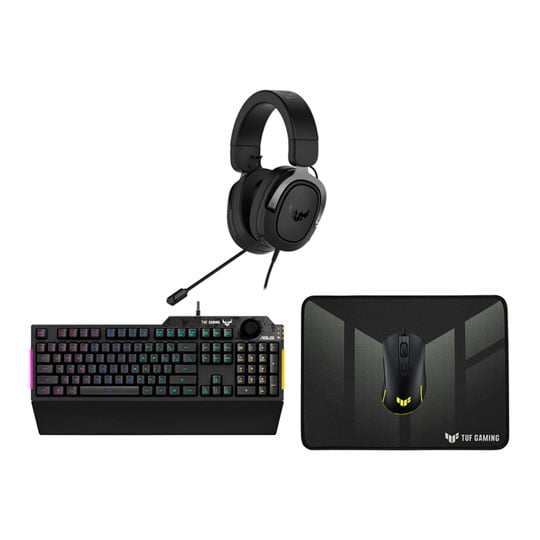 ASUS TUF 4 in 1 RGB Gaming Peripherals Keyboard Mouse Headset & Mat Bundle