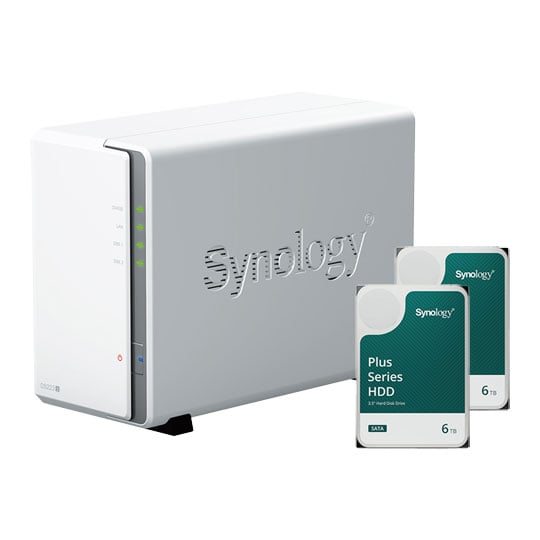 Synology 2 Bay DS223J Desktop NAS Unit + 2x 6TB Synology HAT3300 HDD