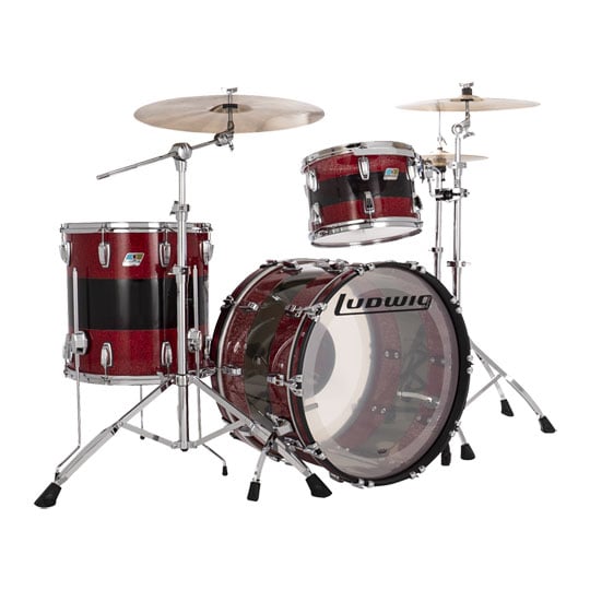 Ludwig 50th Anniversary Vistalite FAB 22x14", 13x9", 16x16" Shell Pack - Red Sparkle/Smoke