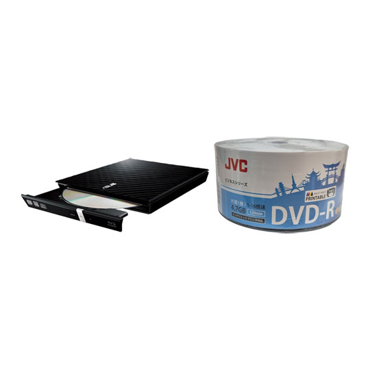 ASUS LITE External Slimline DVD x8 Re-Writer USB & JVC DVD-R Printable DVD 50-Pack Bundle : image 1