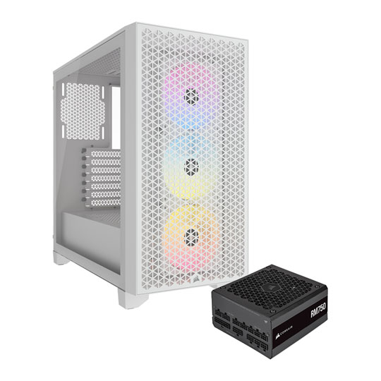 Corsair 3000D RGB Airflow White Chassis + Corsair RM750 PSU Bundle : image 1