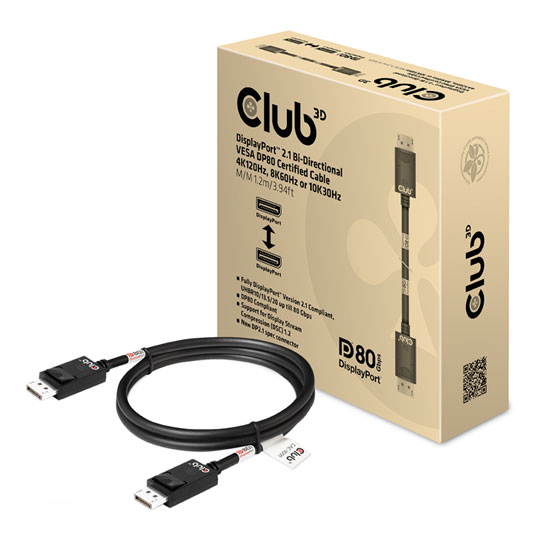 Club 3D DisplayPort 2.1 Bi Directional VESA DP80 Certified Cable