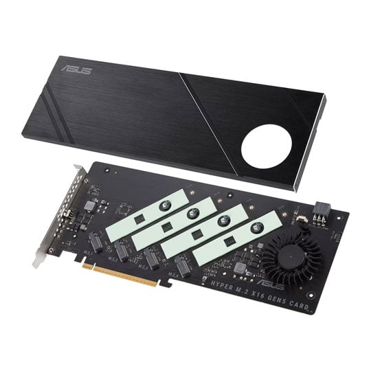 ASUS Hyper M.2 PCIe x16 Gen 5 NVMe Card with 4x M.2 Slots