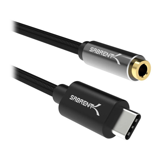Sabrent 20cm USB Type-C to 3.5mm Audio Jack Active Adapter Cable