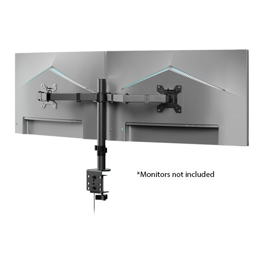 CONX Dual Monitor Stand 10 to 30 Inch Monitors Desk Clamp Height/Tilt/Rotate/Swivel/Pivot