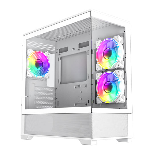 GameMax Vista Mini White MicroATX PC Case with 3x Dual-Ring Infinity Fans : image 1