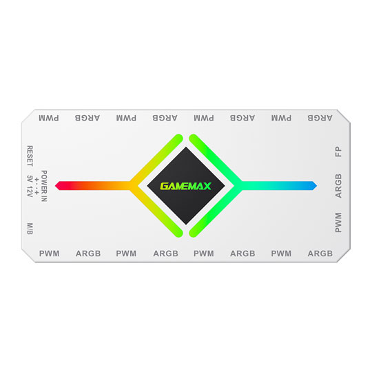 GameMax V4.0 ARGB PWM 9 Port White Fan Hub with Remote