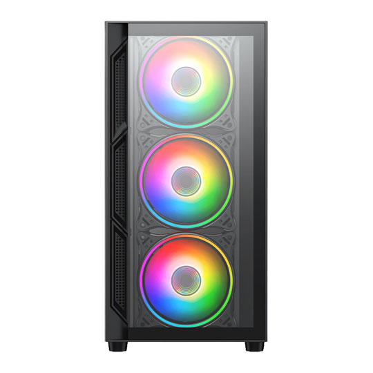 Vida Lucid Black MicroATX Tower Tempered Glass PC Gaming Case inc 4x ARGB Fans : image 3