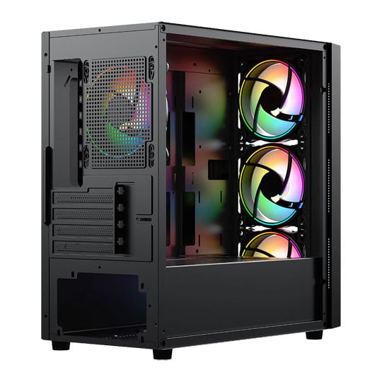 Vida Lucid Black MicroATX Tower Tempered Glass PC Gaming Case inc 4x ARGB Fans : image 4