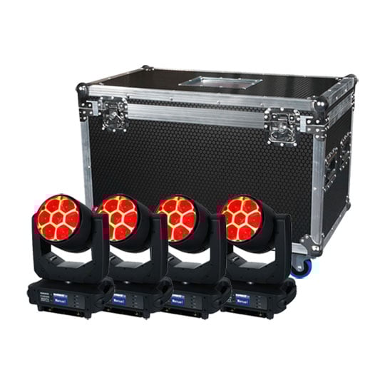Equinox Fusion 300FX Zoom Wash (x4) & Equinox Flight Case