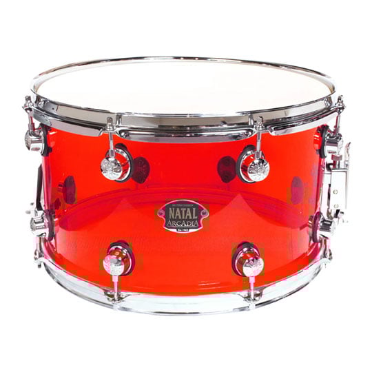 Natal 14" x 8” Arcadia Acrylic Snare Drum Transparent Red