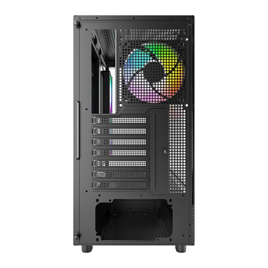 Montech XR Panoramic Window Mid Tower PC Case with 3x ARGB PWM Fans Black : image 4