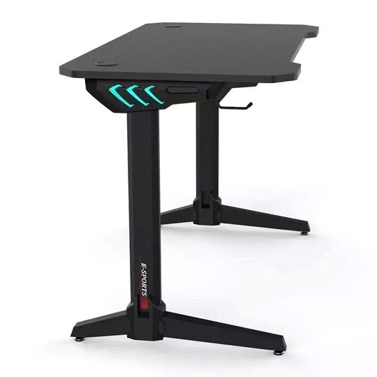 Xclio E-Sports Carbon Gaming Desk with Headphone Hook and RGB LED Side Lights