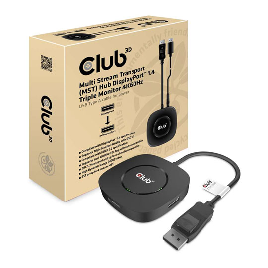 Club 3D DP to DP Triple Monitor MST Hub