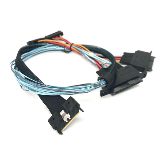 Micro SATA Cables 75cm MCIO 74 Pin to 2 x SFF-8639 U.3 Cable