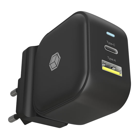 ICY BOX 2-port UK/US/EU Travel Wall Charger 1C1A 30W