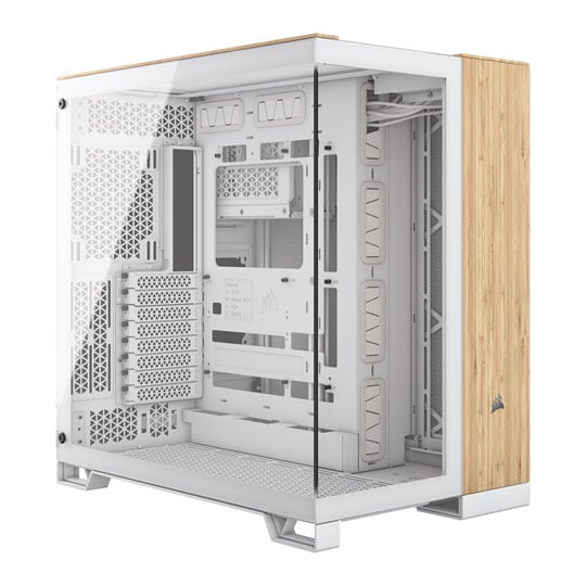 Corsair 6500X White/Bamboo Dual Chamber Tempered Glass Mid Tower PC Case
