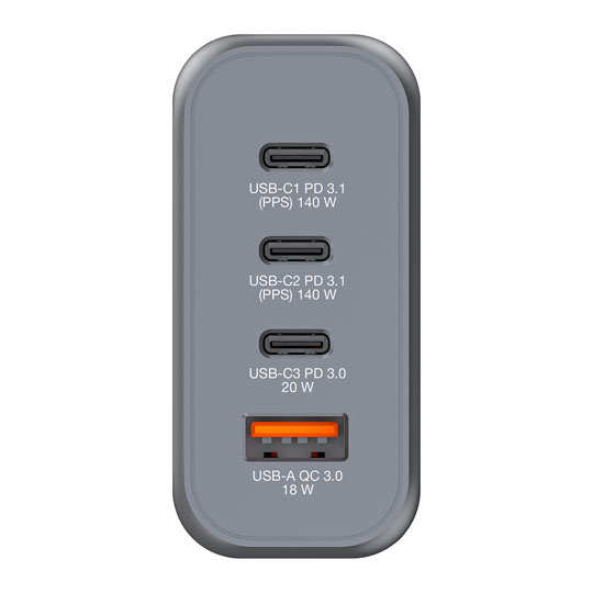 Verbatim 140W UK/US/EU 4-Port GaN Wall Charger With Power Delivery