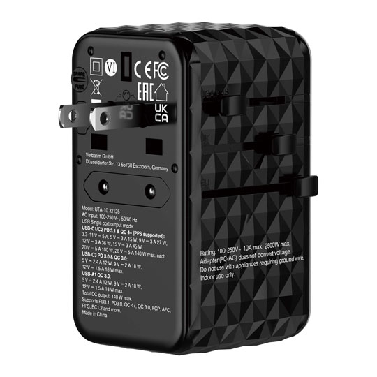 Verbatim GAN III UTA-10 140W Universal Travel Adapter 3C1A 150+ Countries : image 3