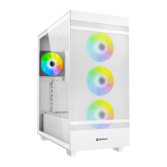 Sharkoon Rebel C50 RGB White Mid Tower Metal PC Gaming Case