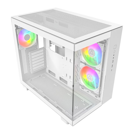 Montech KING 65 PRO White Mid Tower Dual Chamber Case 3x RGB Fans with 6 Port Fan Hub