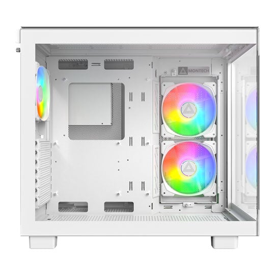 Montech KING 65 PRO White Mid Tower Dual Chamber Case 3x RGB Fans with 6 Port Fan Hub