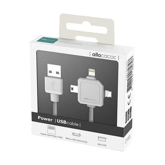 Allocacoc USB-A to Lightning / Mini USB / Micro USB Adapter 3-in-1 Adapter Cable