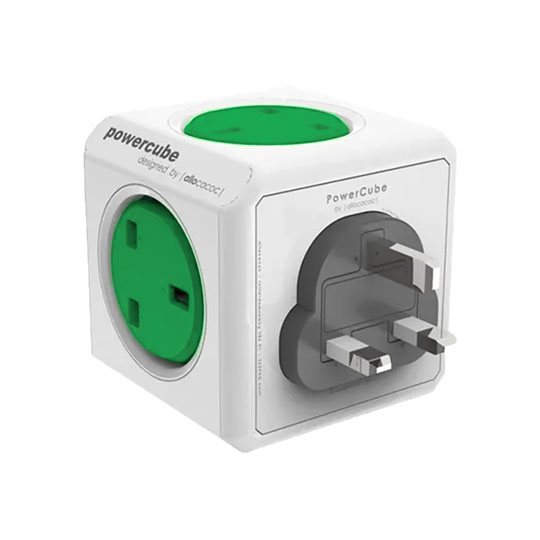 Allocacoc PowerCube 'Original' 5-Socket Mains Extension Plug, Green