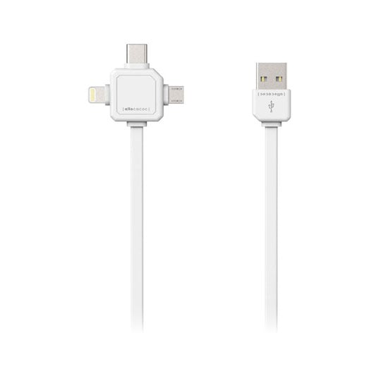Allocacoc 1.5m USB-C 3-in-1 Cable White