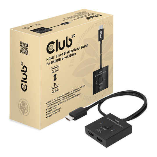 Club 3D HDMI 2-in-1 Bi-Directional Switch