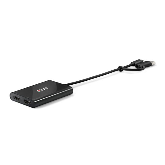 Club 3D USB Type-C/Type-A To Dual HDMI Video Splitter 4K per Port