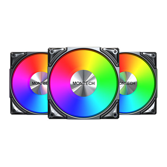 Montech Metal Pro 12 ARGB PWM 120mm Black Case Fan - 3 Pack w/ fan hub
