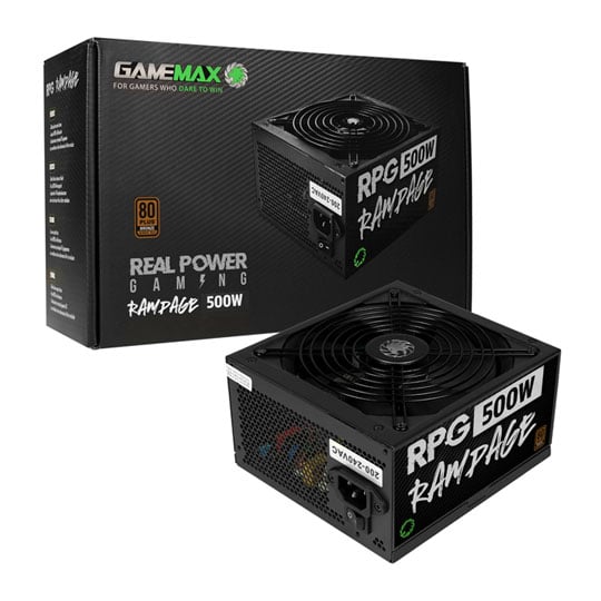 GameMax GMXRPG500 Rampage 500W Black Wired 80 Plus Bronze ATX Power Supply