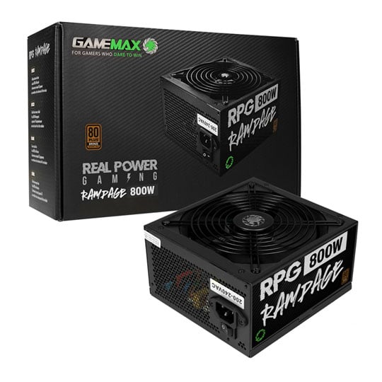 GameMax GMXRPG800 800W Black Wired 80 Plus Bronze ATX Power Supply