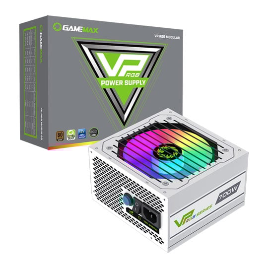 GameMax VP-700-RGB 700W White Semi-Modular 80 Plus Bronze Power Supply