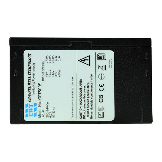 CWT GPT500S 500W Black Wired 80 Plus Bronze APFC Power Supply - White Box : image 4