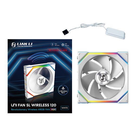 Lian Li UNI FAN SL Wireless Reverse Blade 120mm ARGB PWM Fan White : image 4