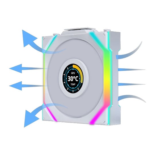 Lian Li UNI FAN SL Wireless Reverse Blade LCD 120mm ARGB PWM Fan White : image 2