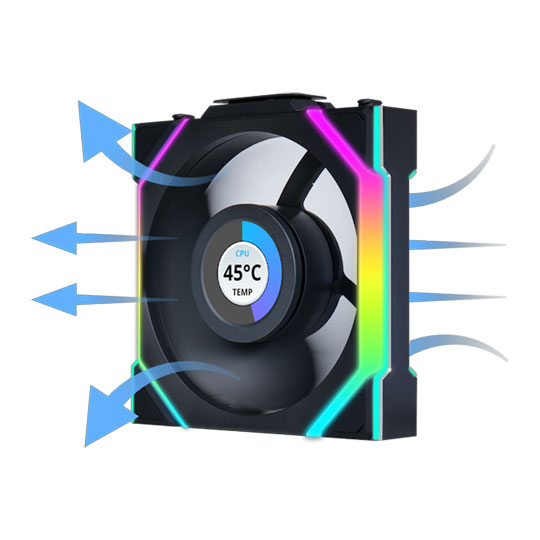 Lian Li UNI FAN SL Wireless Reverse Blade LCD 120mm ARGB PWM Fan Black 3 Pack With Hub : image 2