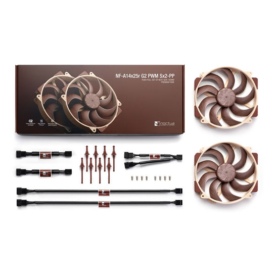 Open Box Noctua NF-A14x25r G2 PWM Sx2 PP 140mm Next Generation Push Pull Fan Set : image 4