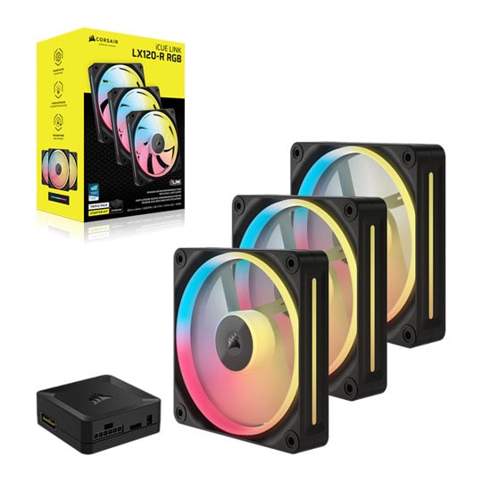 CORSAIR iCUE LINK LX120-R RGB 120mm PWM Reverse Fans Starter Kit - Black