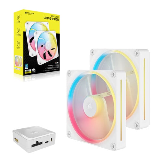 CORSAIR iCUE LINK LX140-R RGB 140mm PWM Reverse Fans Starter Kit - White