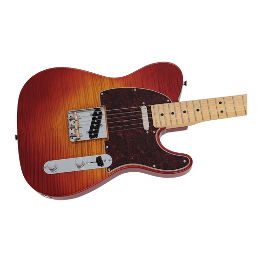 Fender MIJ Hybrid II Tele Flame Sunset Orange Transparent