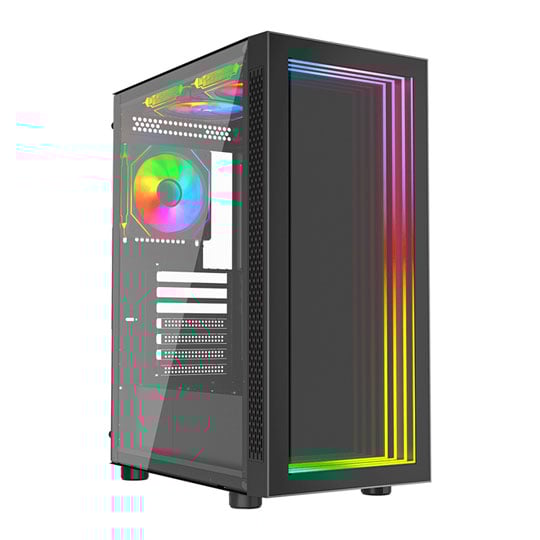 Vida Aperion Black Tempered Glass Micro-ATX PC Gaming Case