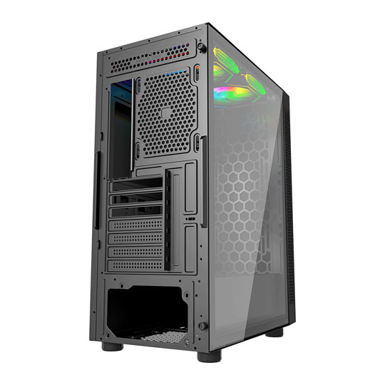 Vida Aperion Black Tempered Glass Micro-ATX PC Gaming Case LN154047