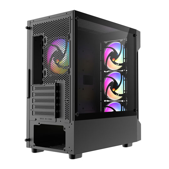 CiT Tsunami Black Tempered Glass MicroATX Case : image 4